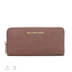 Michael Kors Jet Set Continental Wallet Dusty Rose